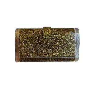 Edie Parker Lara Backlit Acrylic Glitter Clutch Bag, Black / Gold, SOLD OUT